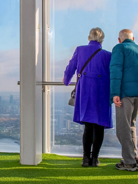 Visitors enjoying the view from The Shard in London.
