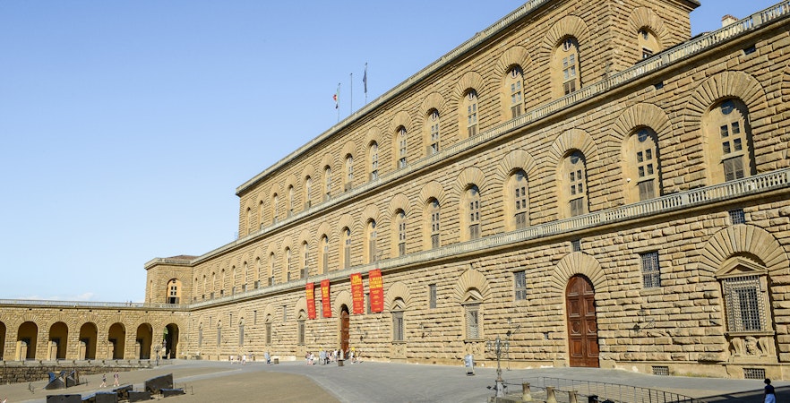 Pitti Palace exterior in Florence, Italy, part of the Uffizi, Pitti Palace & Boboli 5-Day Pass.