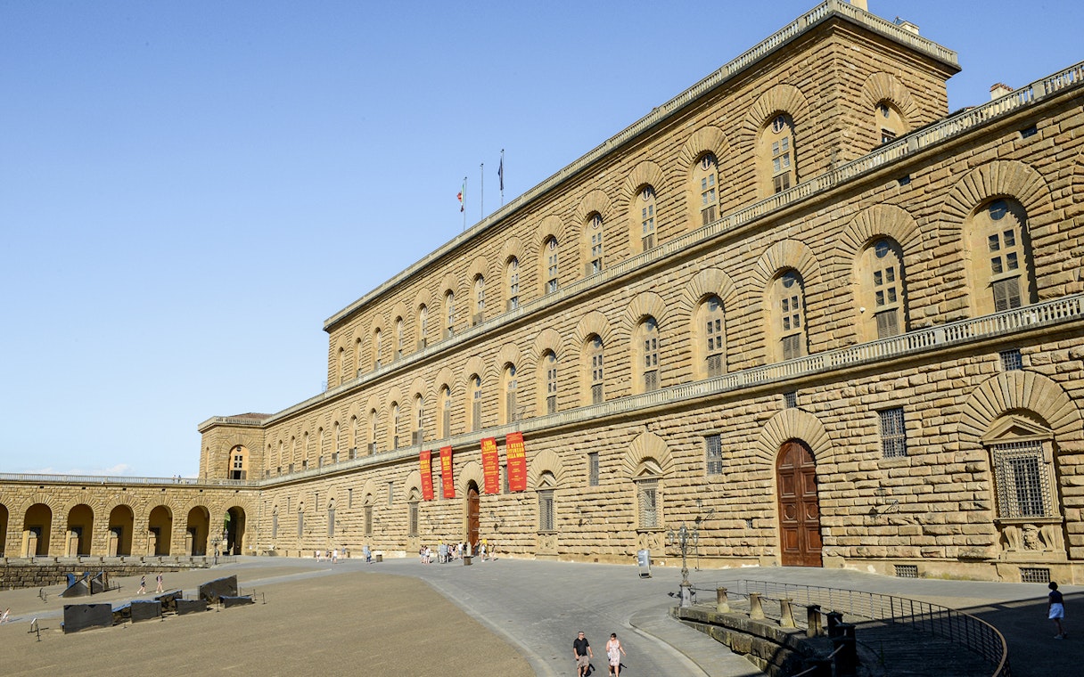Pitti Palace exterior in Florence, Italy, part of the Uffizi, Pitti Palace & Boboli 5-Day Pass.