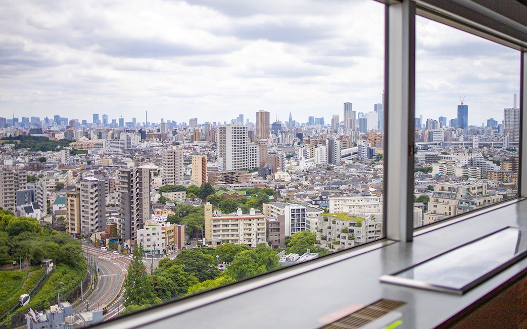 Skyline view from Sunshine 60 Observatory Tenbou Park in Tokyo, showcasing cityscape and skyscrapers.