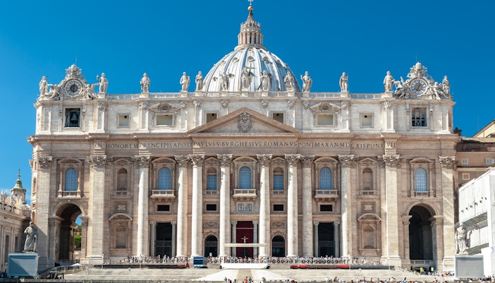 St. Peter’s Basilica facade in Vatican City.