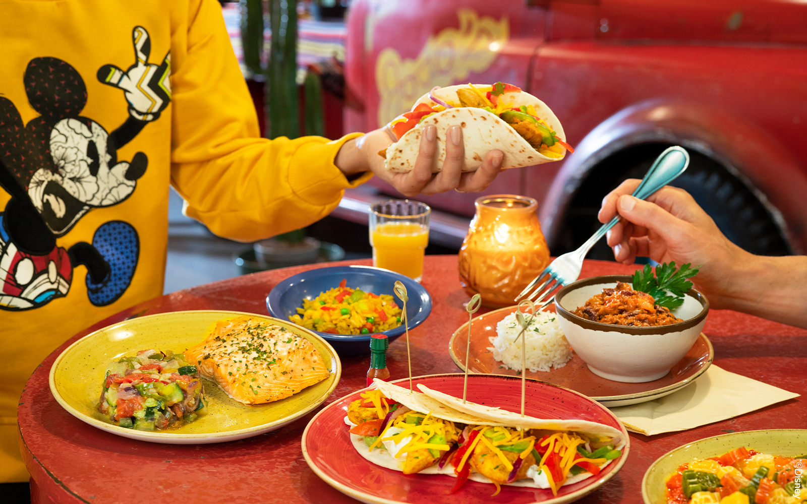 La Cantina restaurant interior with colorful decor at Disneyland Paris.