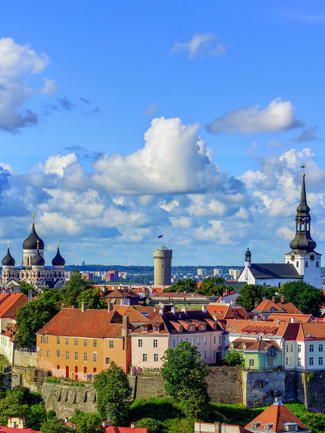 Medieval old town of Tallinn, Estonia with Alexander Nevsky Cathedral and cityscape.