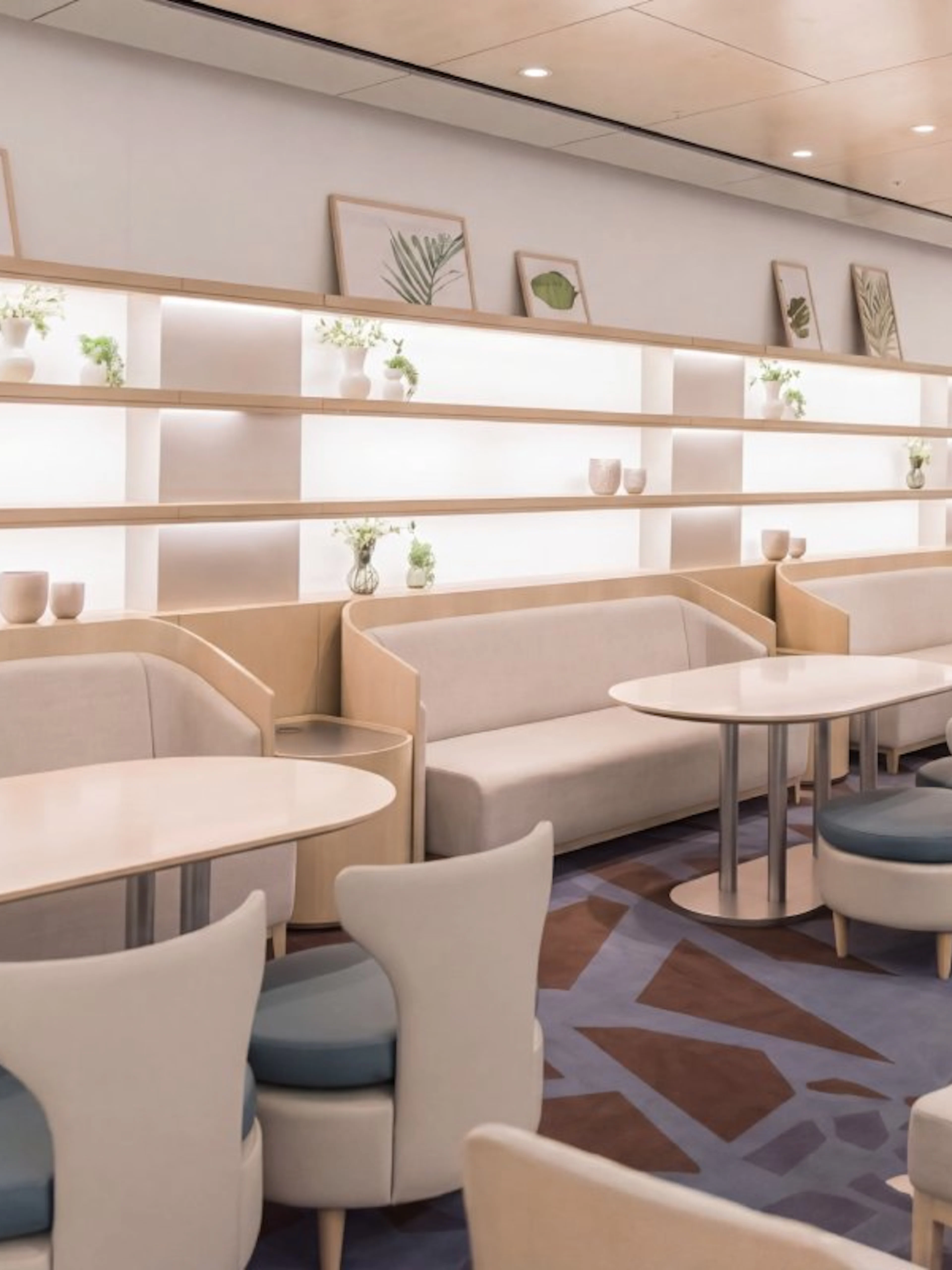 Matina Lounge seating area with modern decor at Incheon International Airport Terminal 2.