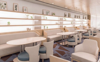 Matina Lounge seating area with modern decor at Incheon International Airport Terminal 2.