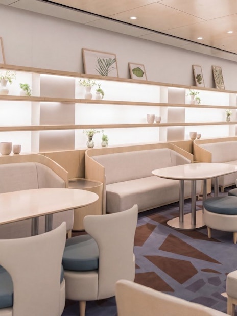 Matina Lounge seating area with modern decor at Incheon International Airport Terminal 2.