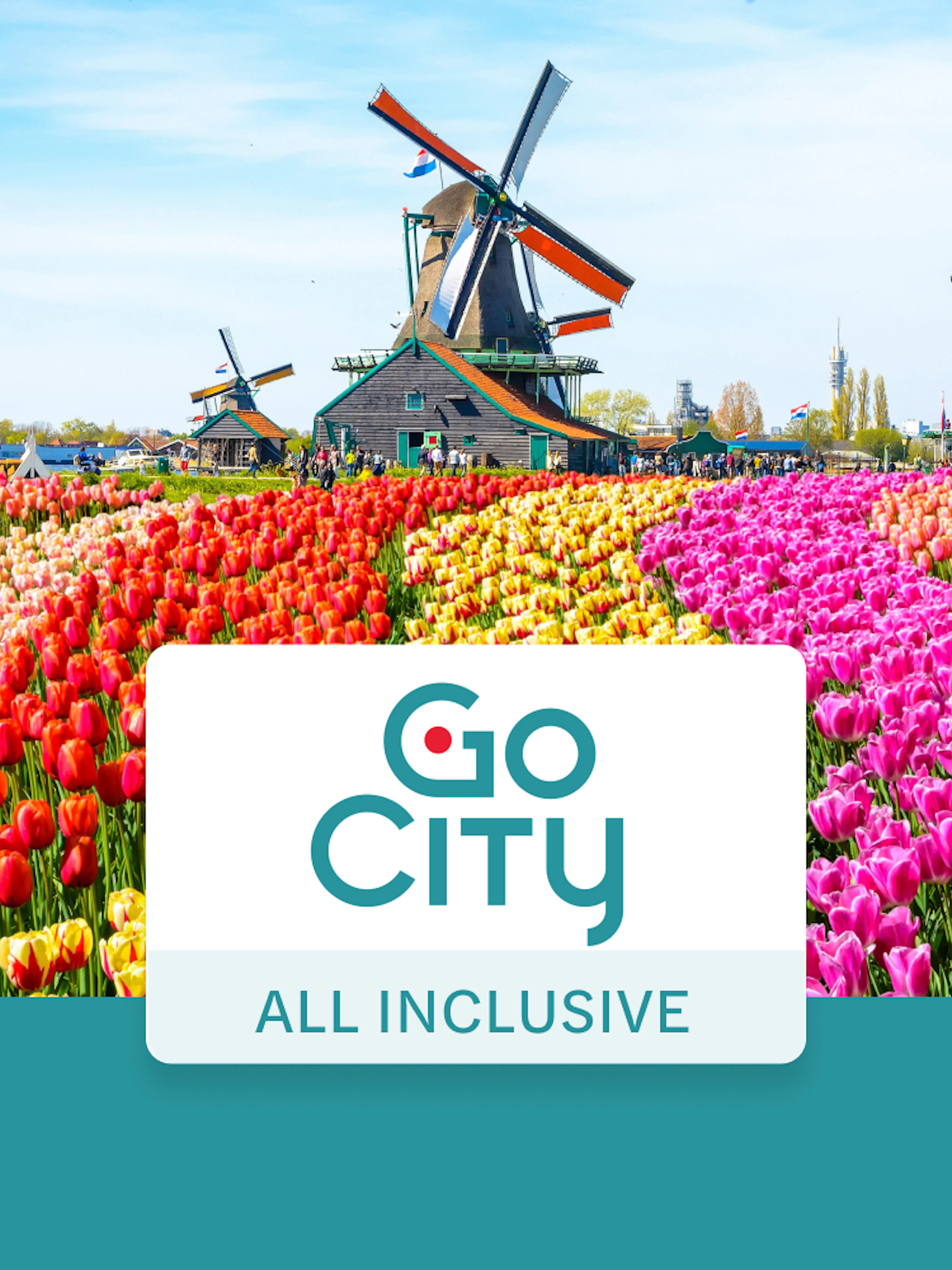 Tulip fields and windmills in Amsterdam with Go City All-Inclusive Pass.