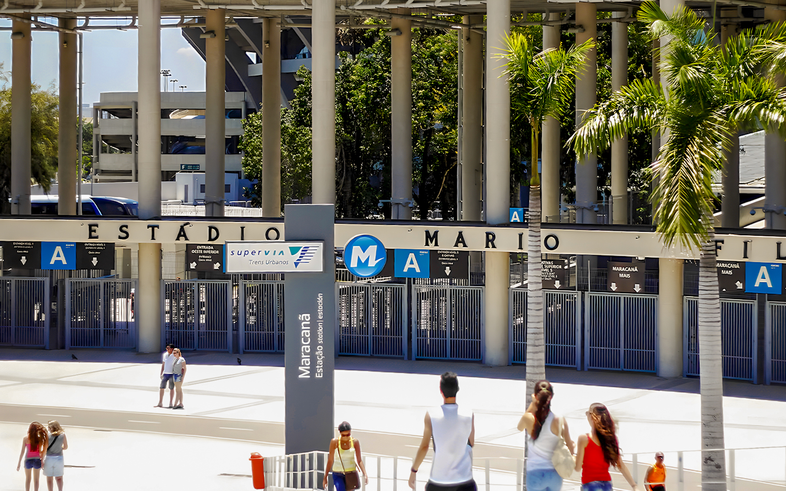 Tourists entering Maracanã Stadium in Rio de Janeiro, Brazil.
