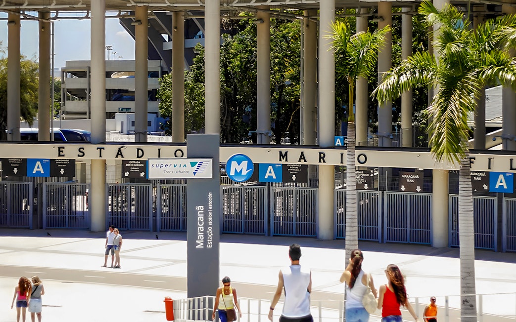 Tourists entering Maracanã Stadium in Rio de Janeiro, Brazil.