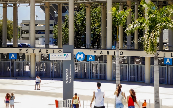Tourists entering Maracanã Stadium in Rio de Janeiro, Brazil.