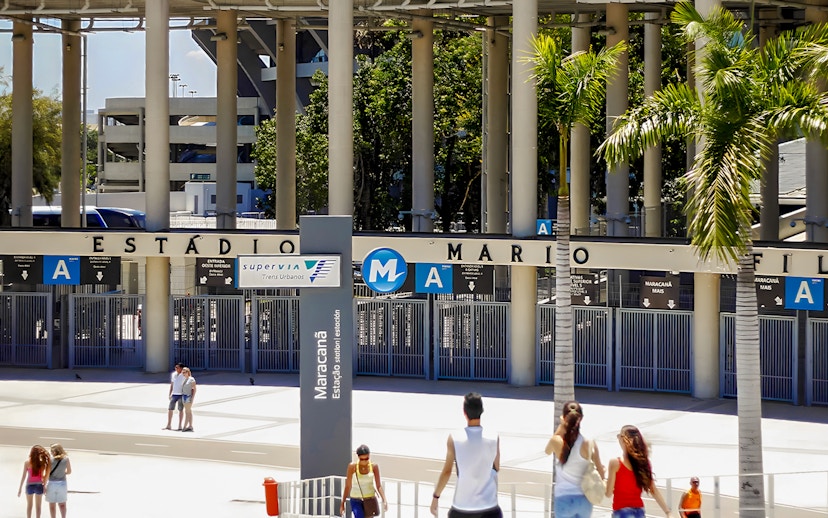 Tourists entering Maracanã Stadium in Rio de Janeiro, Brazil.