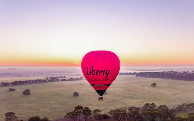 Hot air balloon at sunrise over Geelong and Bellarine, Australia with Liberty Balloon Flights.