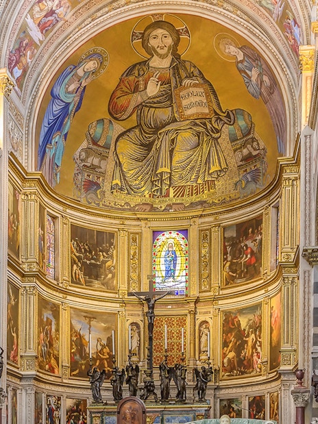 Byzantine-style mosaic of Christ in majesty