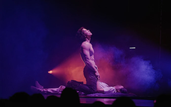Performer on stage during Wild Wild Show in Korea with dramatic lighting.