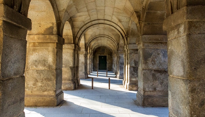 Royal Site of San Lorenzo de El Escorial in Madrid with its grand architecture and historical significance.