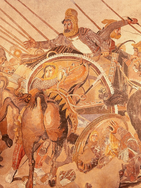 Battle scene from the Alexander Mosaic at Naples National Archaeological Museum.