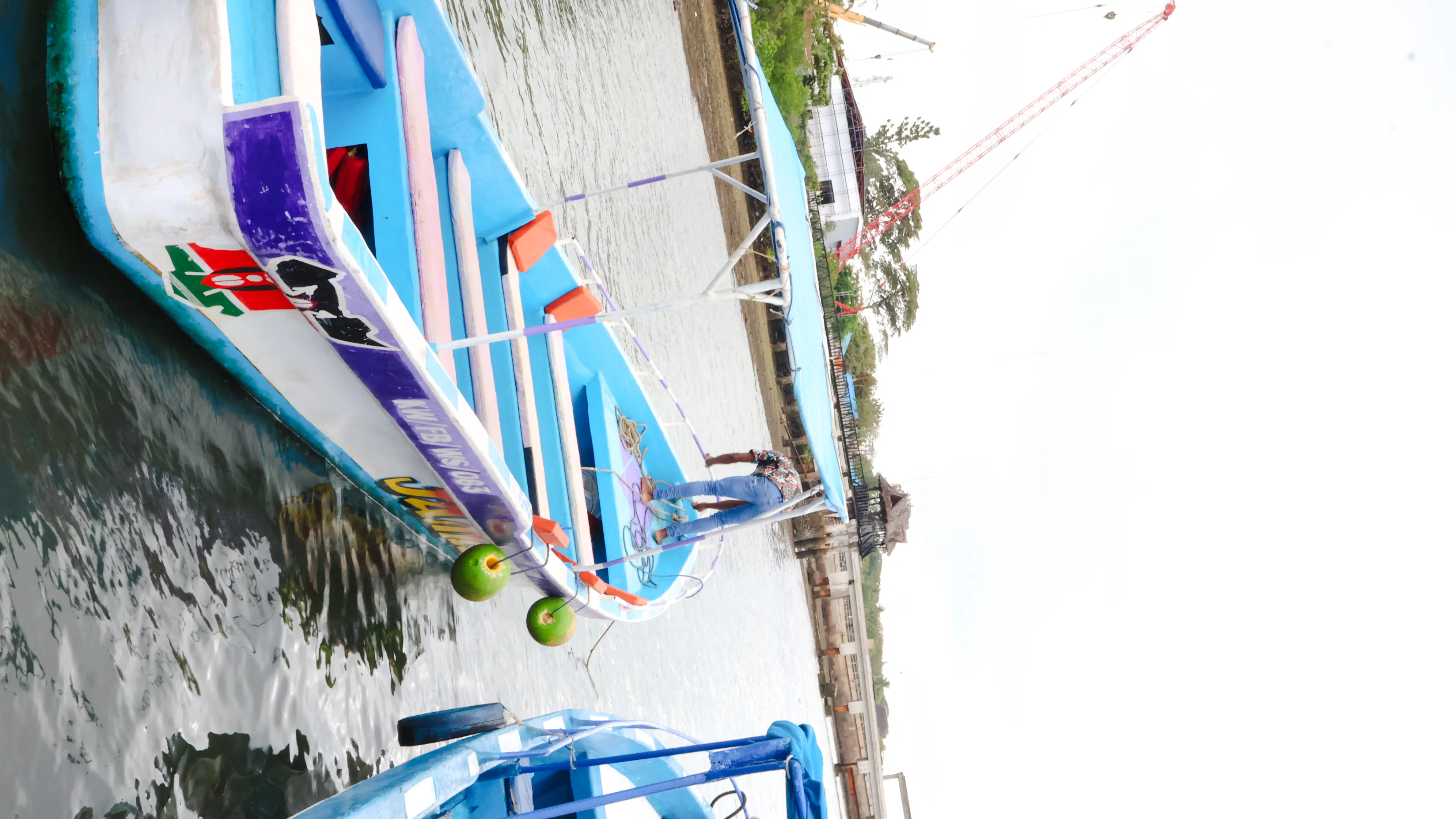 Boat docked at Wasini Island for Marine Park and Dolphin Watch tour, Diani Beach.