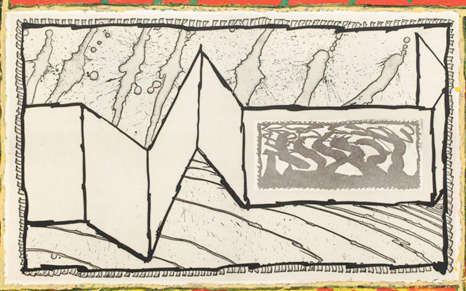 Abstract artwork displayed at Maison de Balzac exhibition in Paris.