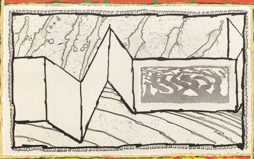 Abstract artwork displayed at Maison de Balzac exhibition in Paris.