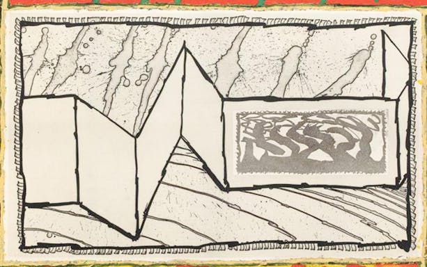 Abstract artwork displayed at Maison de Balzac exhibition in Paris.