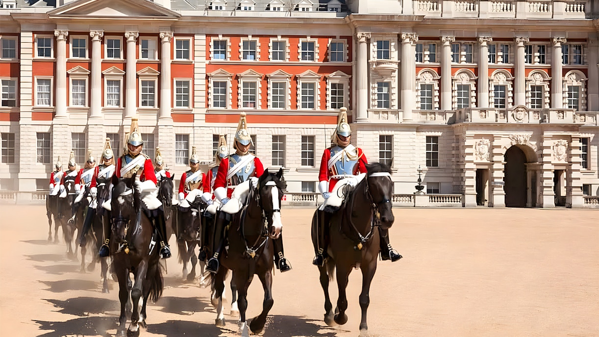 Changing of the Guards ceremony at Horse Guards Parade, London.