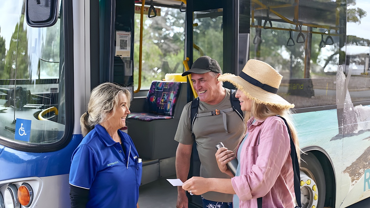 Rottnest Island guided bus tour with ferry, featuring scenic coastal views, Perth, Australia.