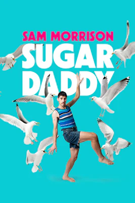 Performer surrounded by seagulls for Sugar Daddy Westend show
