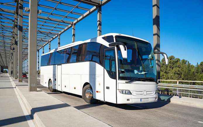 Bus on a bridge for Istanbul transfer service.