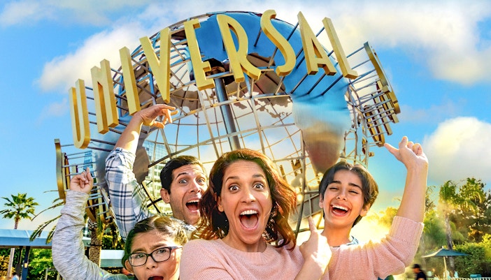 Universal Studios Hollywood entrance with iconic globe sculpture in Los Angeles.