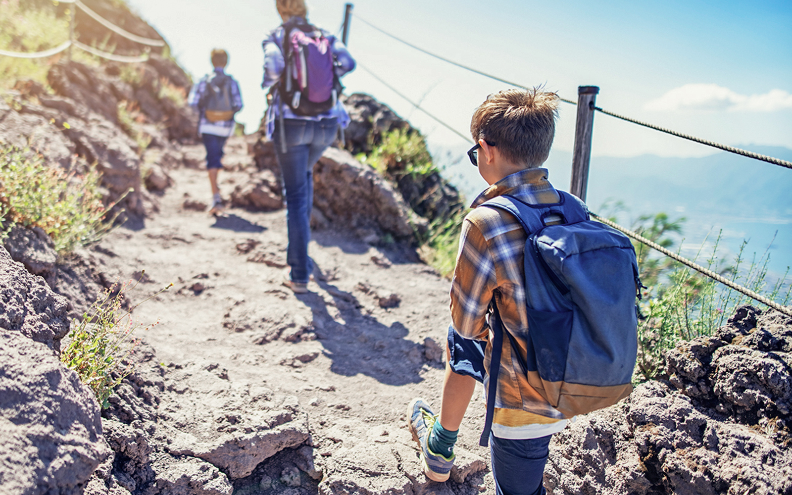 child on hike at mount vesuvius