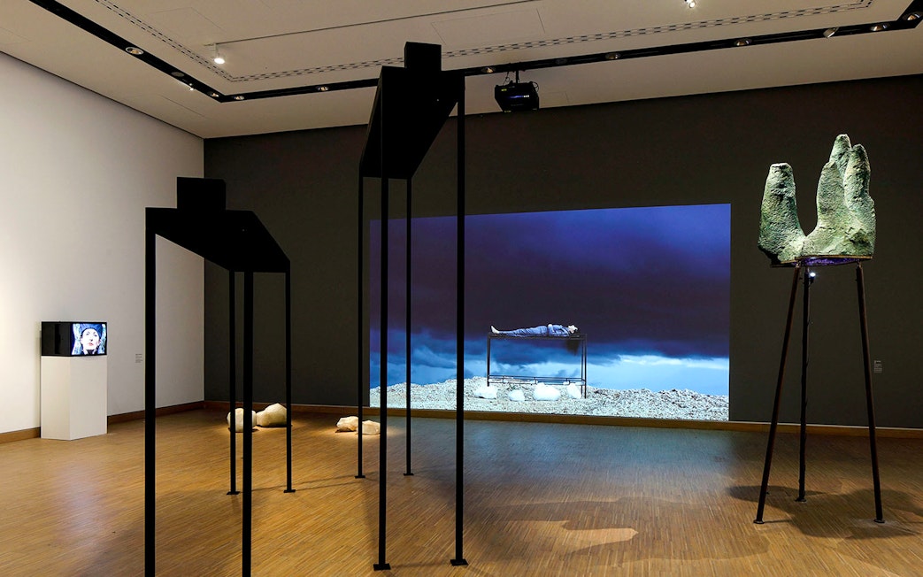 Exhibit with sculptures and video installation at ALBERTINA MODERN Vienna.