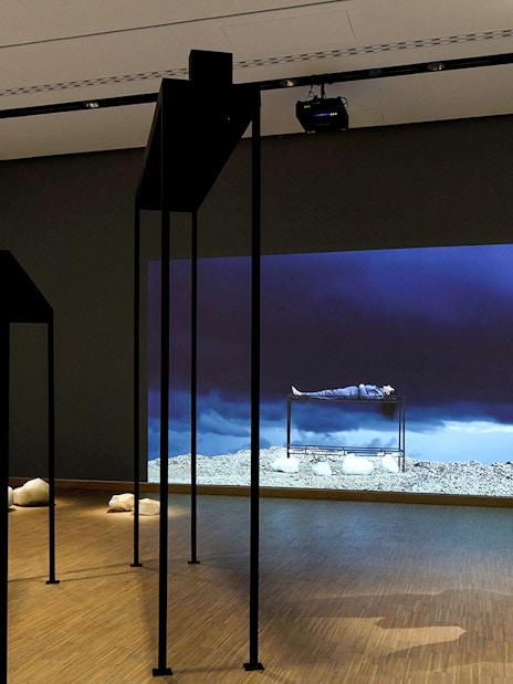 Exhibit with sculptures and video installation at ALBERTINA MODERN Vienna.