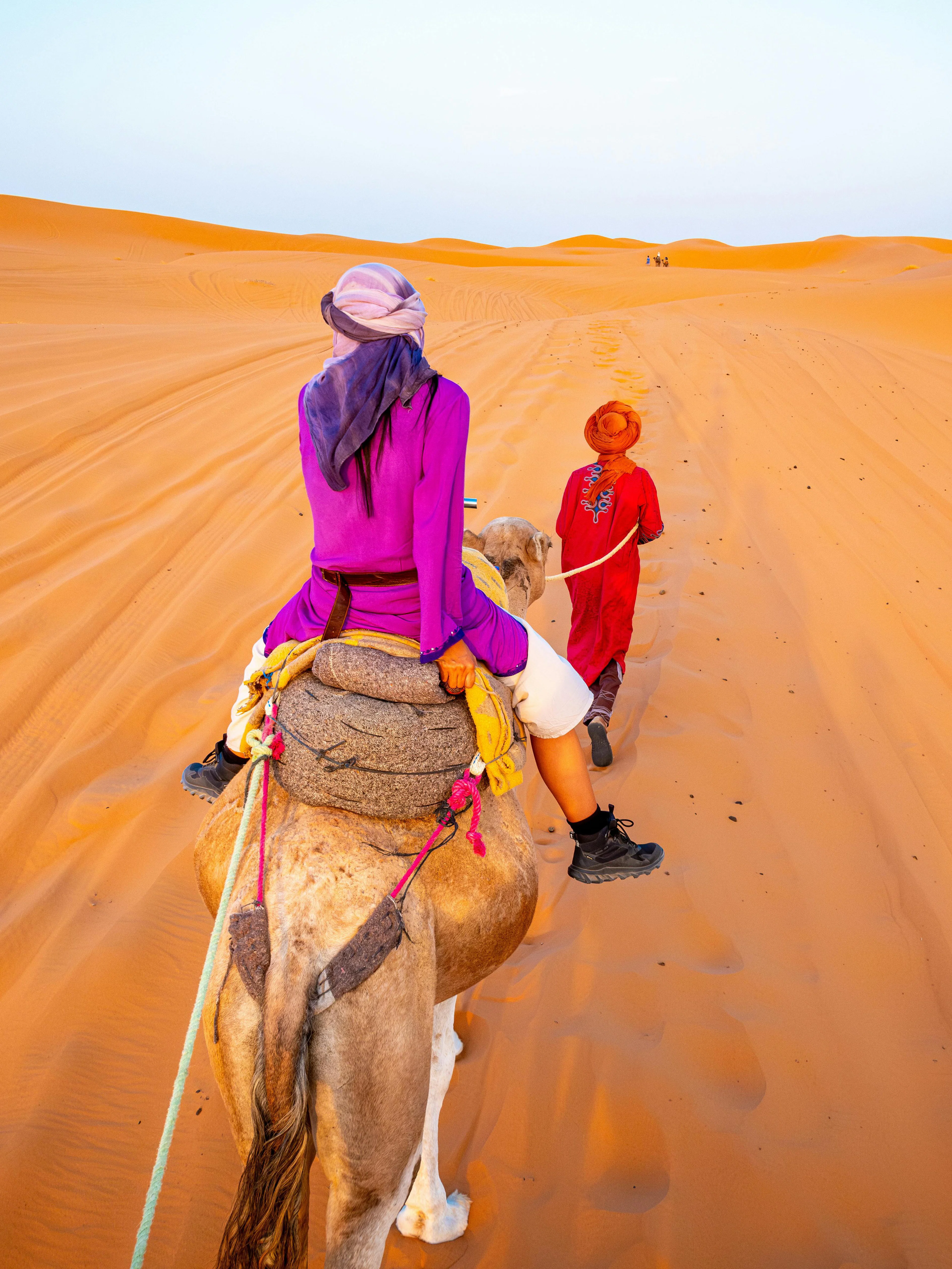 Camel ride through the Sahara Desert dunes.