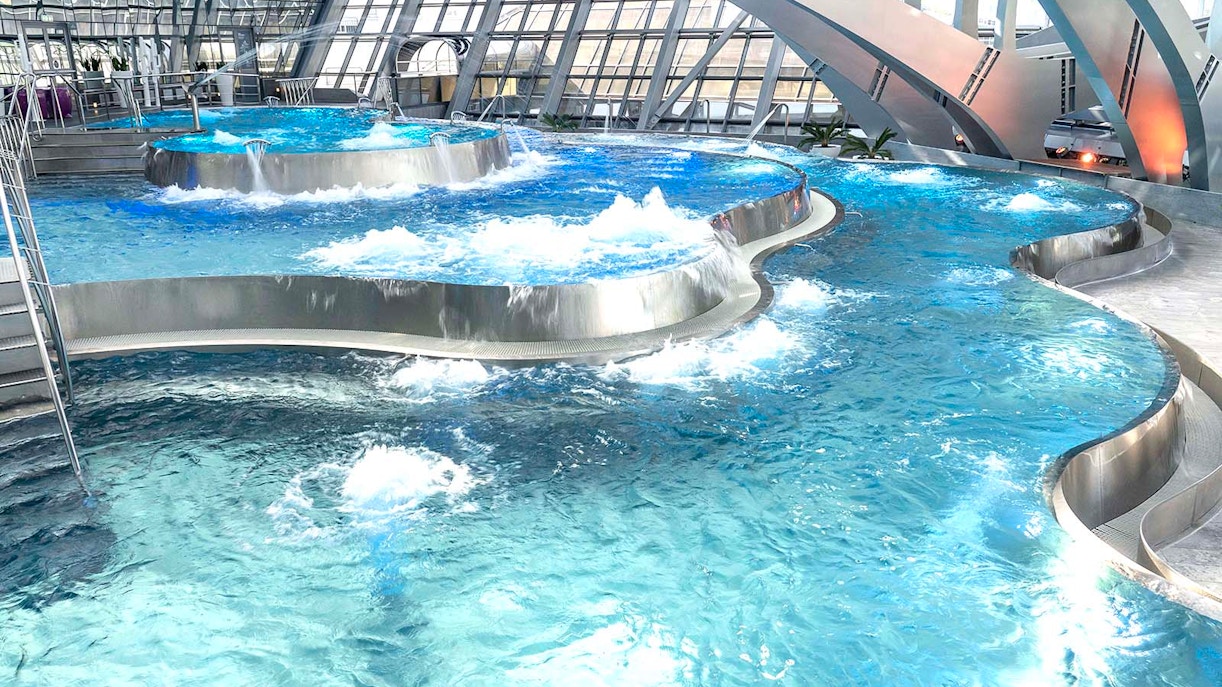 Caldea spa complex with thermal pools and modern architecture in Andorra.