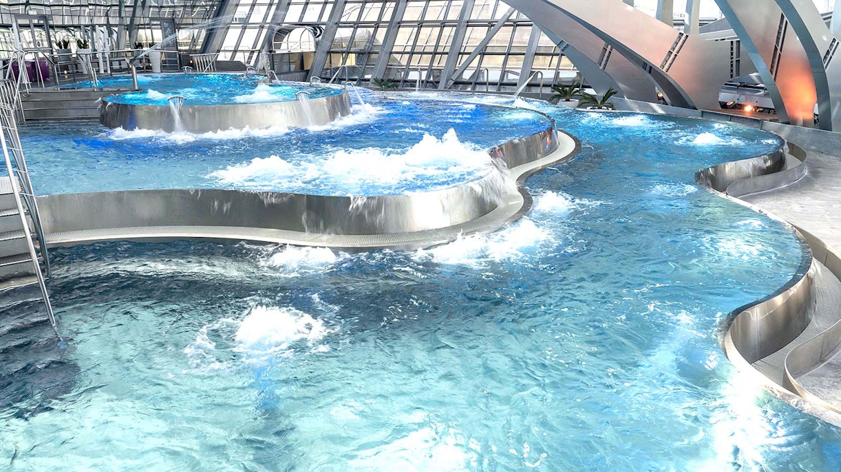 Caldea spa complex with thermal pools and modern architecture in Andorra.