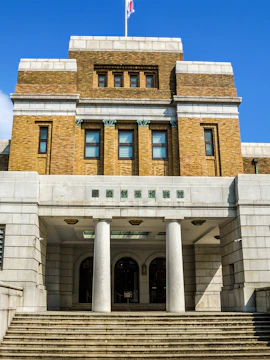 National Museum of Nature and Science entrance with columns, Tokyo, Japan.