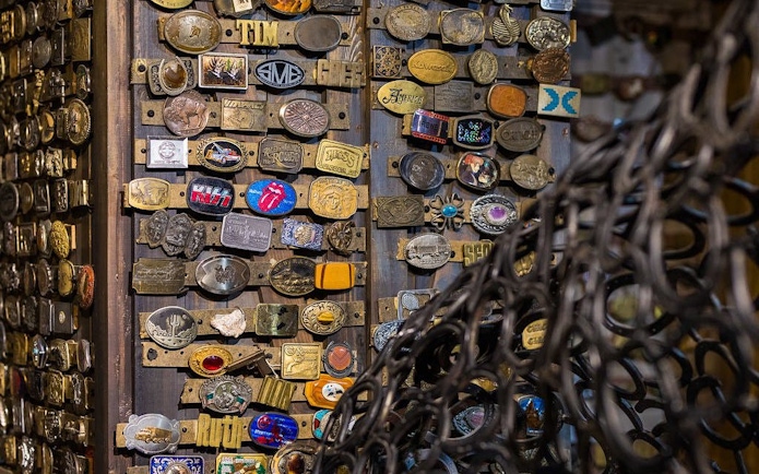 Belt buckle collection display at Ripley's Believe It or Not! museum.