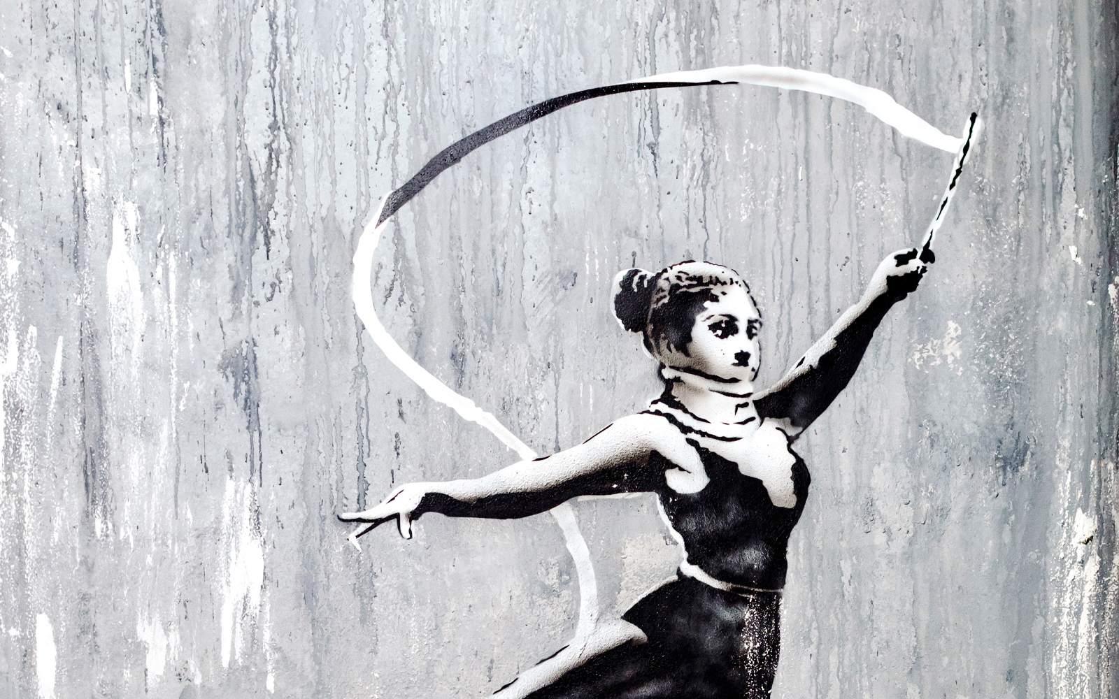 Ballet dancer graffiti art at The Banksy Museum.
