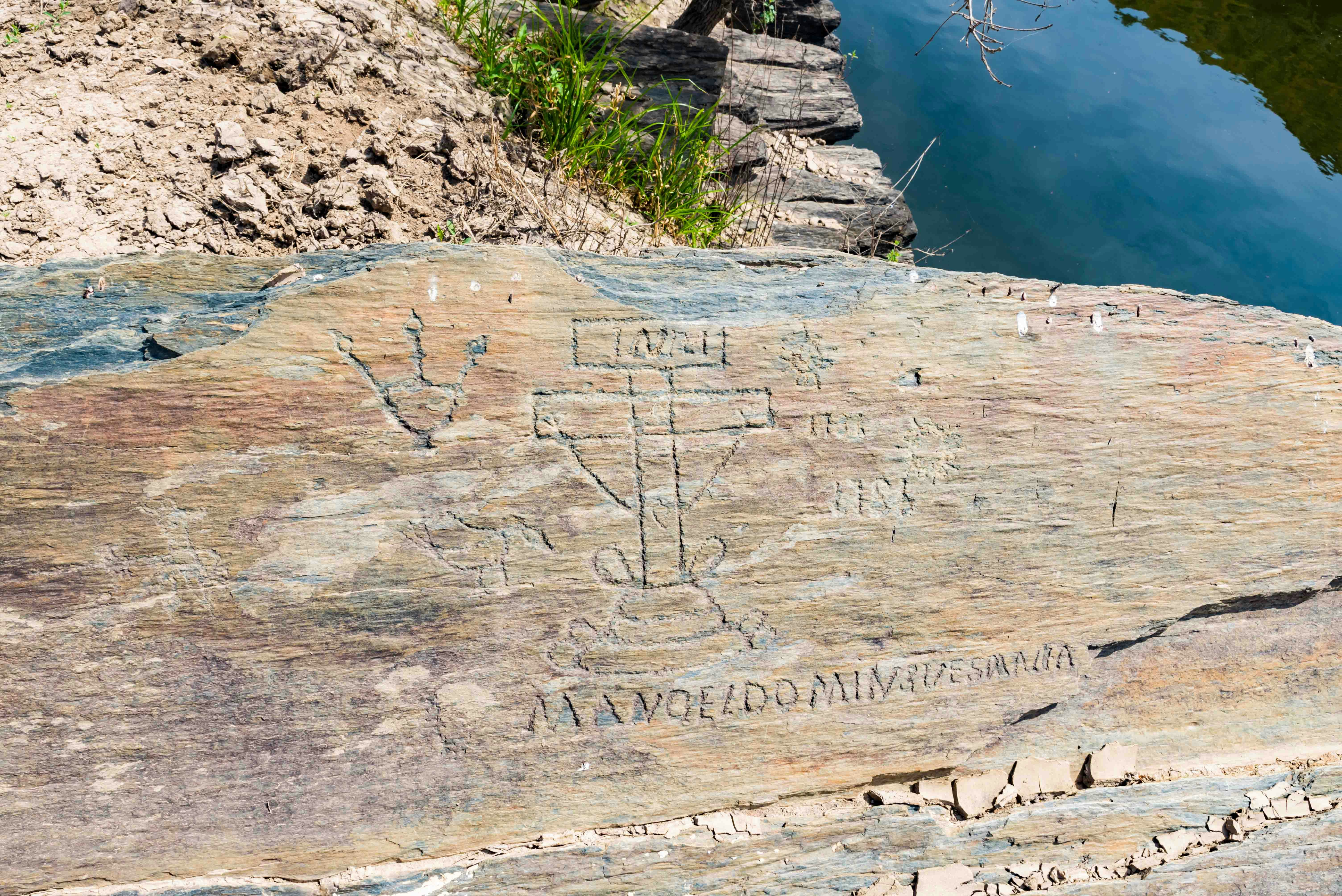 Rock engravings at Prehistoric Rock-Art Site of the Côa Valley, Portugal.