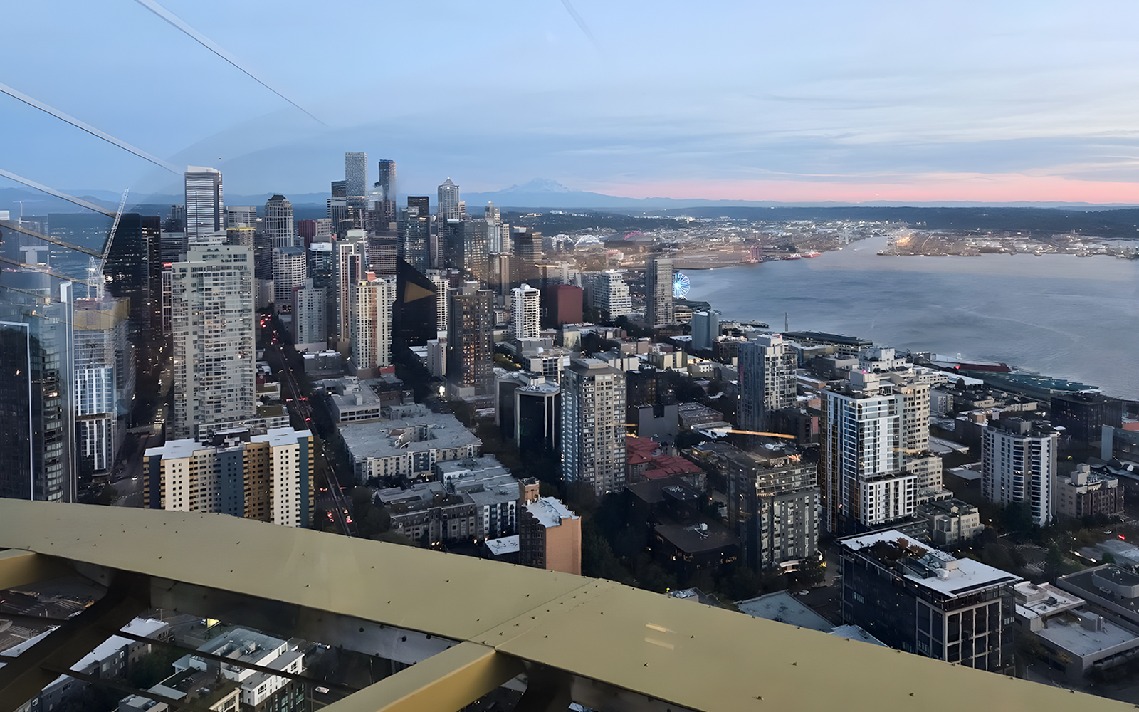 Seattle skyline and waterfront view from the Space Needle.