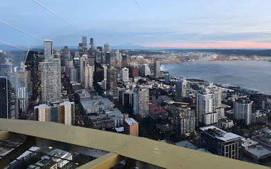 Seattle skyline and waterfront view from the Space Needle.