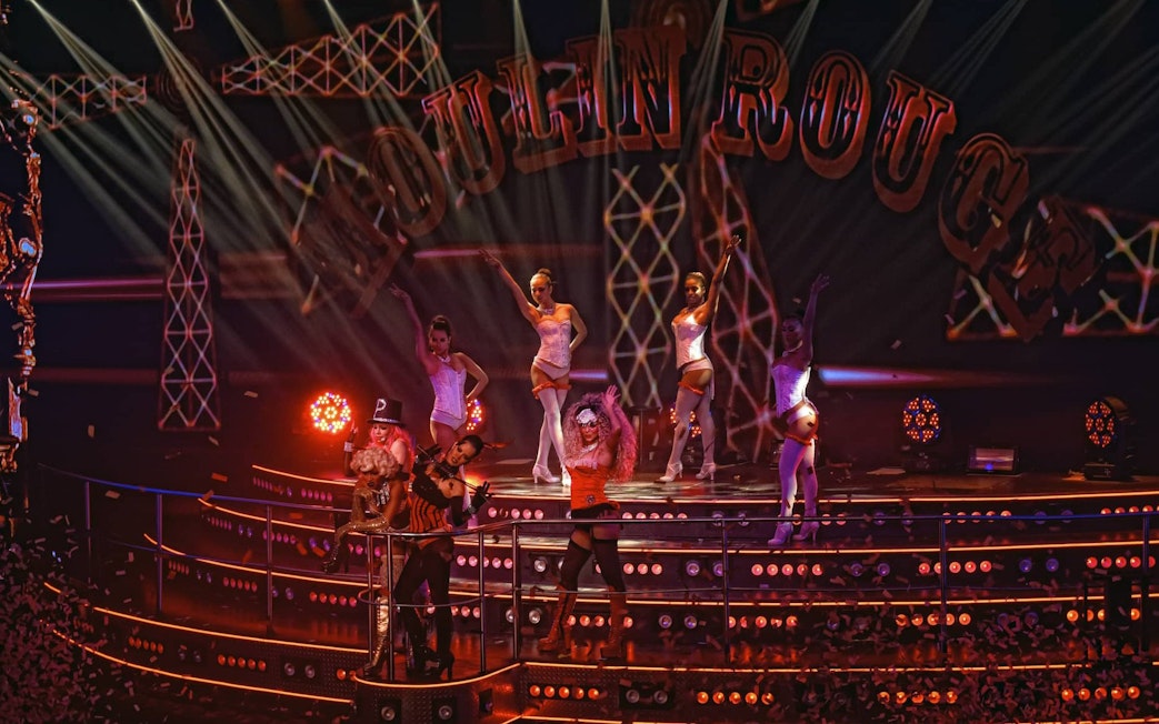 Moulin Rouge dancers performing at Coco Bongo Show & Disco.