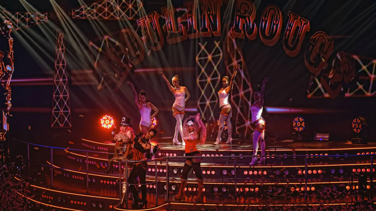 Moulin Rouge dancers performing at Coco Bongo Show & Disco.
