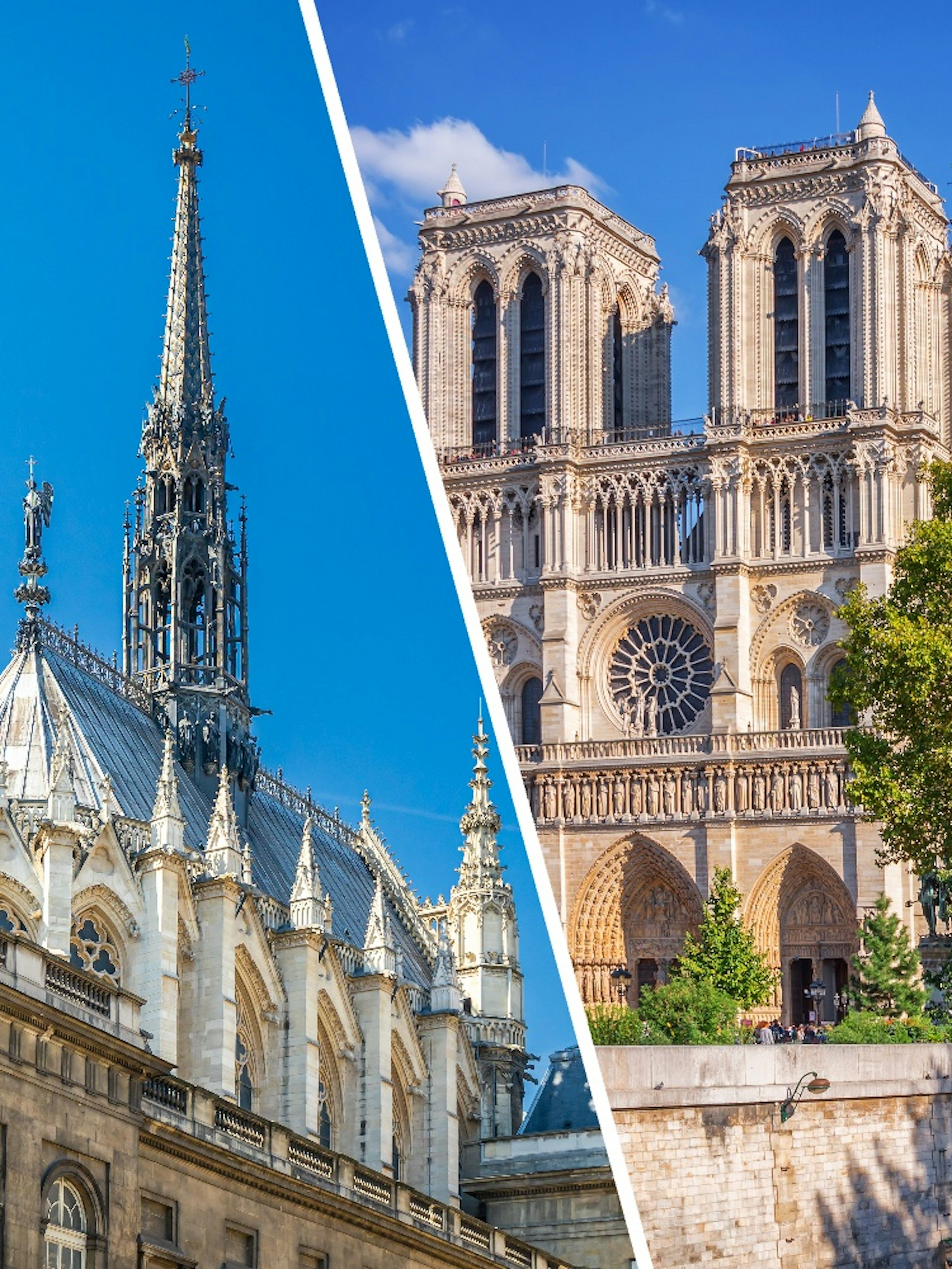 Notre Dame Cathedral and the Seine River in Paris, France.