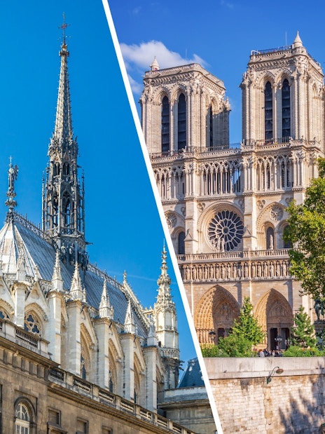 Notre Dame Cathedral and the Seine River in Paris, France.