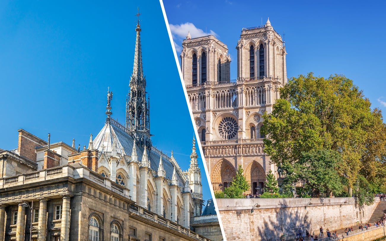 Notre Dame Cathedral and the Seine River in Paris, France.