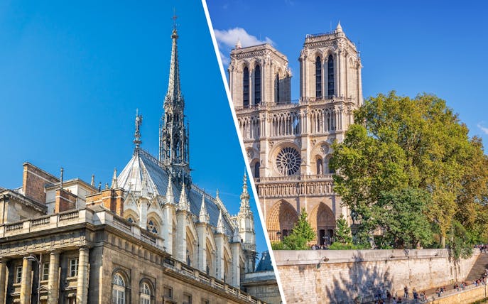Notre Dame Cathedral and the Seine River in Paris, France.