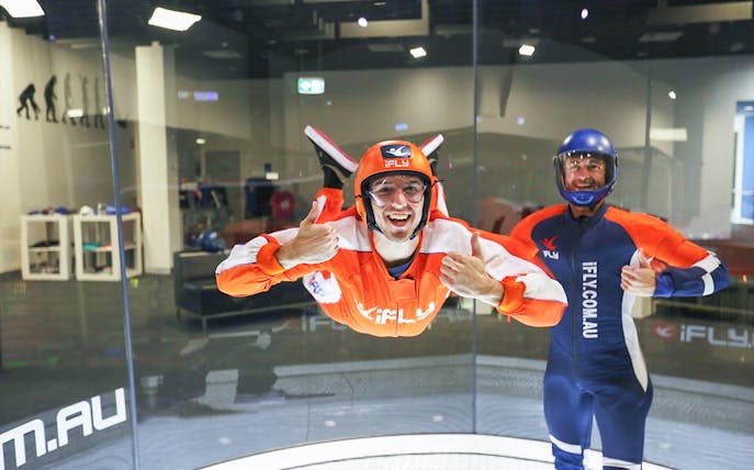 Indoor skydiving experience at iFly Sydney with instructor guidance.