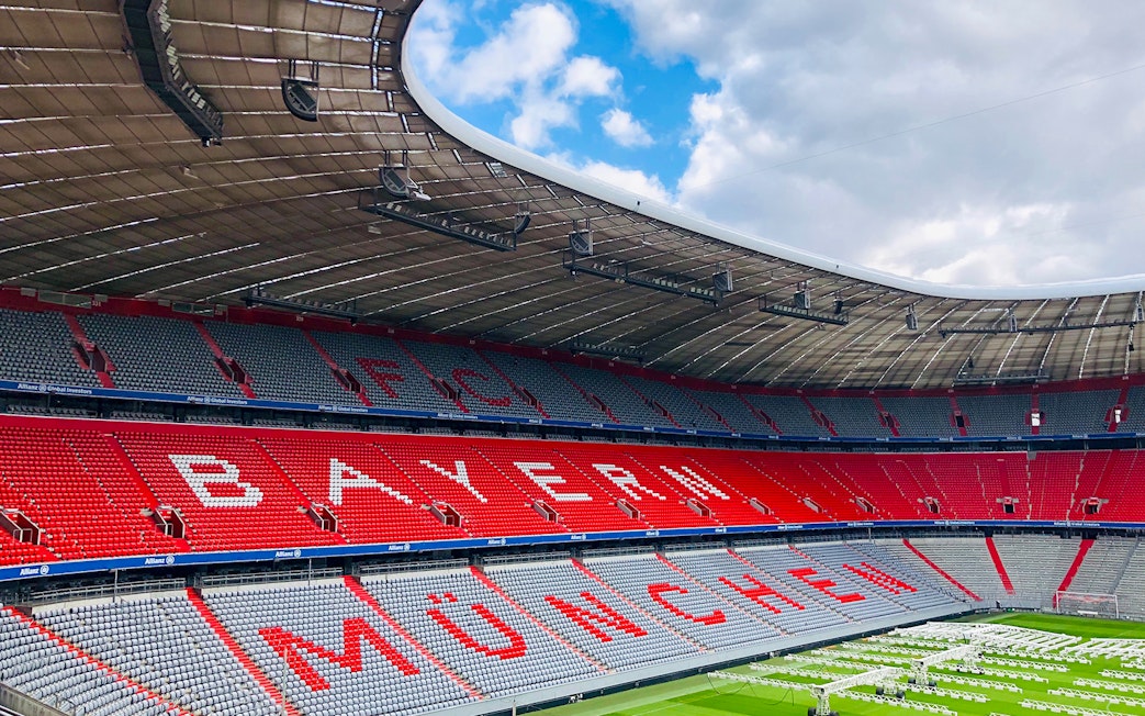 FC Bayern Munich stadium seating area during city tour.