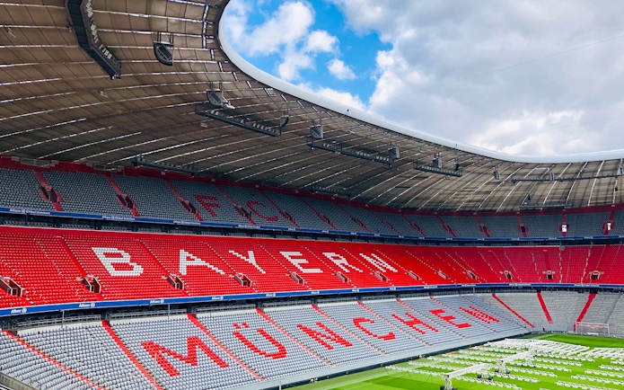 FC Bayern Munich stadium seating area during city tour.